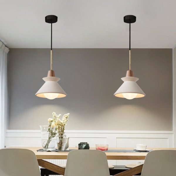 Nordic Minimalist White Cement 1-Light Tapered Pendant Light - Image 2