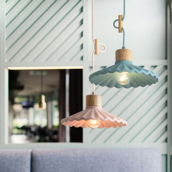 Modern Macaron Cement Scalloped Shade 1-Light Pendant Light - Image 6