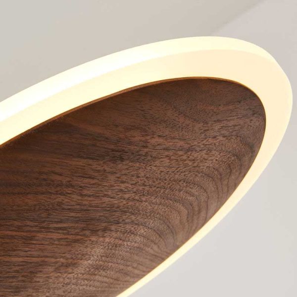 Modern Round Brown Walnut Wood 1-Light LED Pendant Light - Image 8