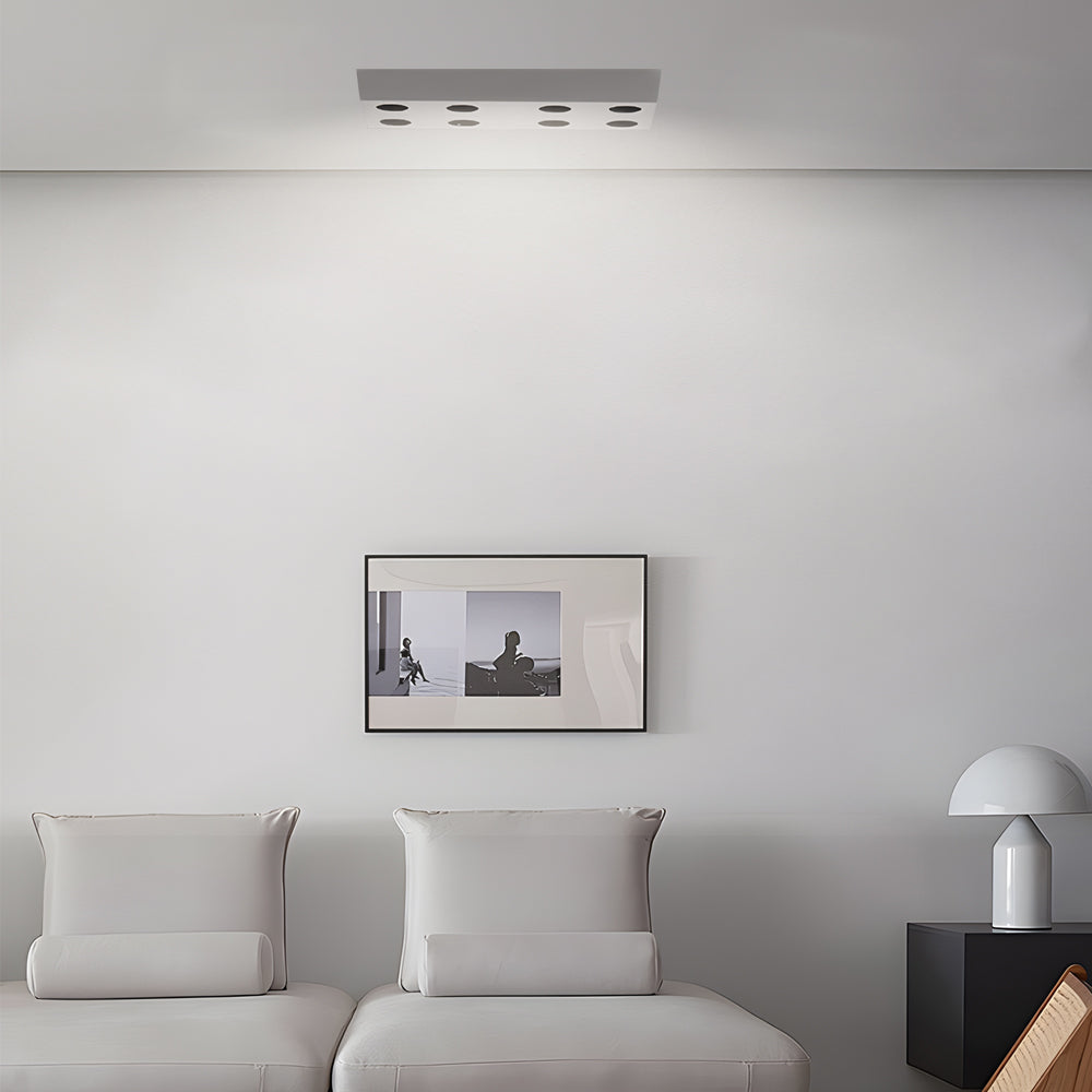 Peg-Flush-Mount-Ceiling-Light.jpg Peg Rectangular 6/8-Light White LED Flush Mount Light - Image 1