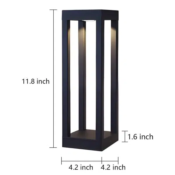 Black Aluminum Garden Bollard LED 7W 4-Beam Lighting - Image 10