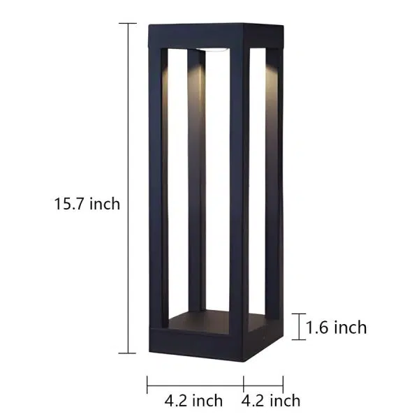 Black Aluminum Garden Bollard LED 7W 4-Beam Lighting - Image 11