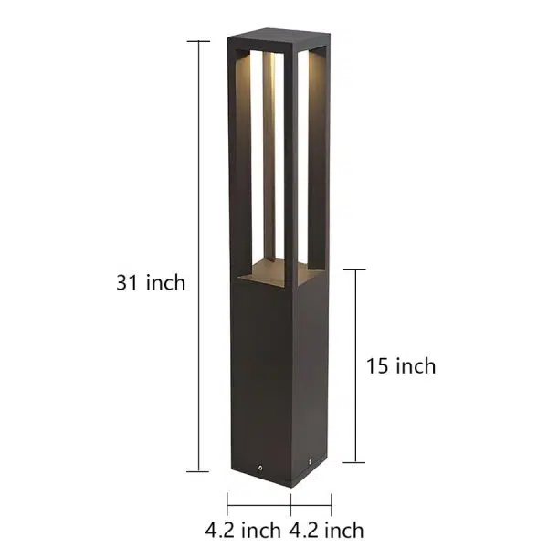 Black Aluminum Garden Bollard LED 7W 4-Beam Lighting - Image 13