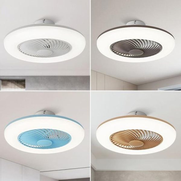 Modern Round Flush Mount Bladeless Ceiling Fans with LED Lights - Image 6