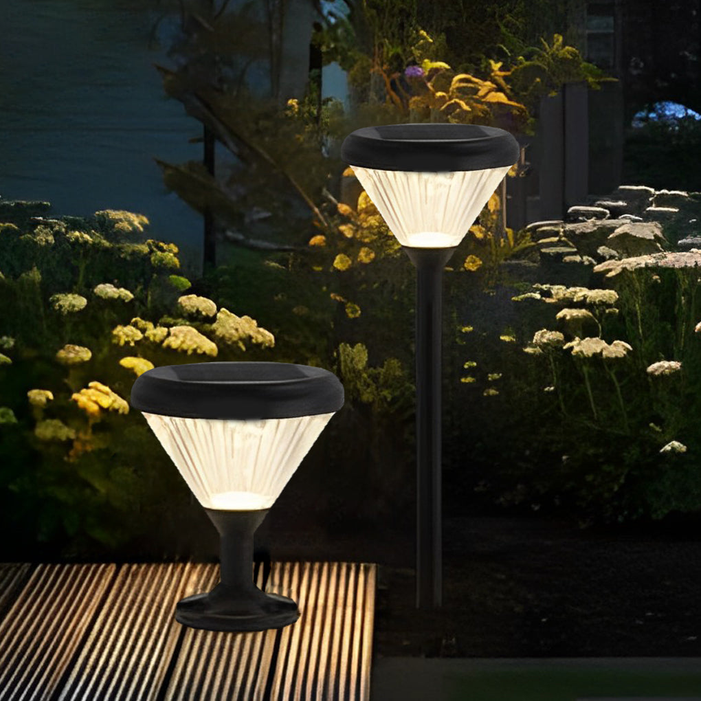Round-Solar-Outdoor-Post-Lights.jpg Round Waterproof Light Control LED Black Modern Solar Outdoor Lights - Image 1