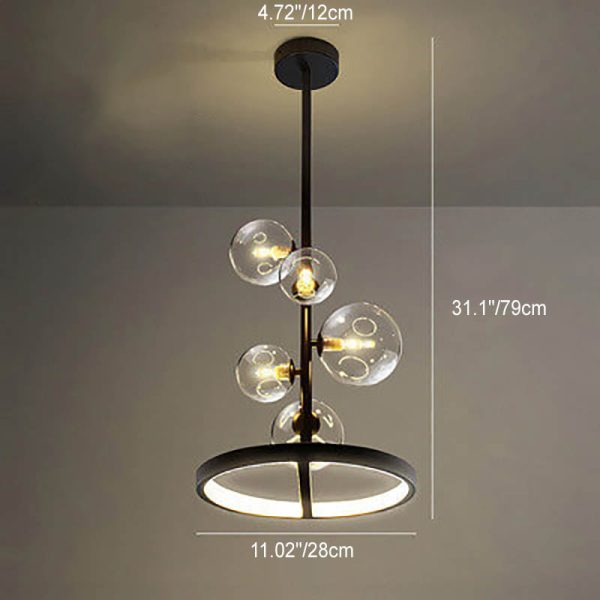 Nordic Modern Creative Round Bubble Ball Hardware Glass 5-Light Chandelier - Image 4