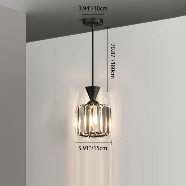 Contemporary Luxury Radiant Prismatic Clear Crystal Shade 1-Light Pendant Light For Living Room - Image 6