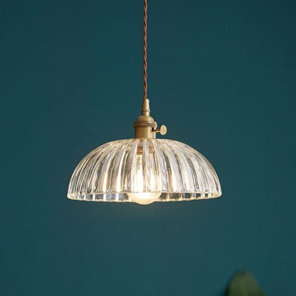 Nordic Vintage Floral Glass Brass 1-Light Pendant Light - Image 4