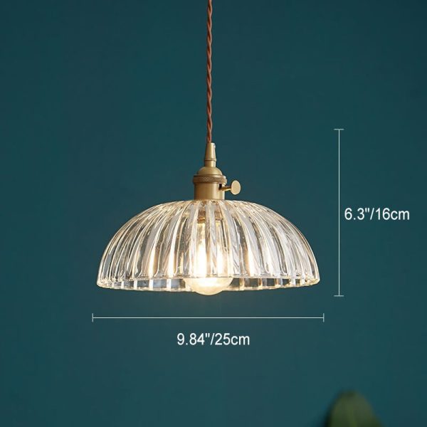 Nordic Vintage Floral Glass Brass 1-Light Pendant Light - Image 10