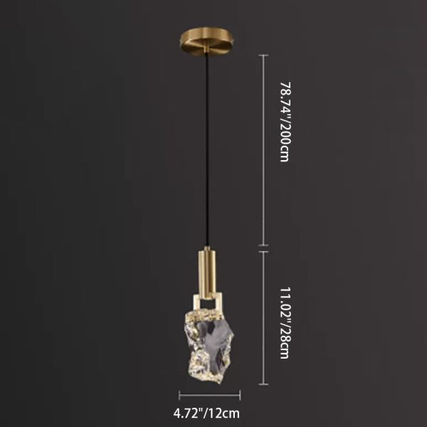 Modern Luxury Copper Irregular Crystal Stone LED Pendant Light For Living Room - Image 5