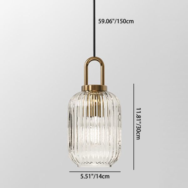 Contemporary Nordic Round Oval Pumpkin Stainless Steel Striped Glass 1-Light Pendant Light For Living Room - Image 4