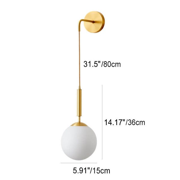 Nordic Minimalist Round Ball Copper Glass 1-Light Wall Sconce Lamp - Image 10
