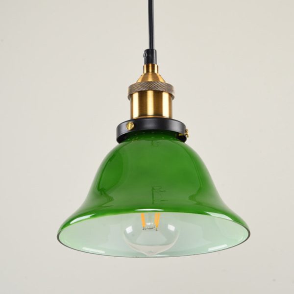 Contemporary Retro Emerald Green Flared Glass Shade 1-Light Pendant Light For Dining Room - Image 11