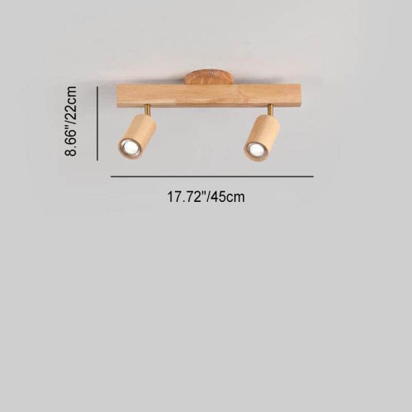 Japanese Minimalist Wooden Track Lighting LED 2/3/4/5 Light Semi-Flush Mount Ceiling Light - Image 8