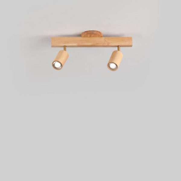 Japanese Minimalist Wooden Track Lighting LED 2/3/4/5 Light Semi-Flush Mount Ceiling Light - Image 7