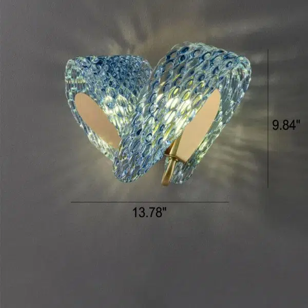 Modern Luxury Blue Floral Glass 2/3 Light Wall Sconce Lamp - Image 3