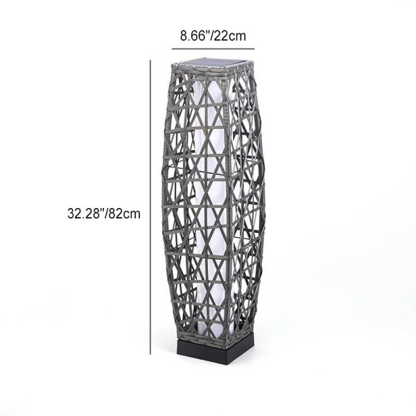 Modern Minimalist Solar Quartet Iron Rattan Woven LED Standing Floor Lamp For Outdoor Patio - Image 4
