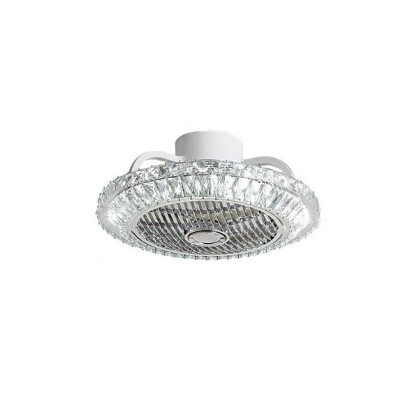 Nordic Simple Crystal Round Frame Design LED Flush Mount Ceiling Fan Light - Image 2