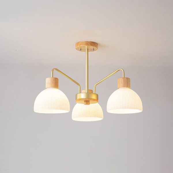 Nordic Vintage Wooden Glass Dome Shade 3/5 Light Chandelier - Image 10