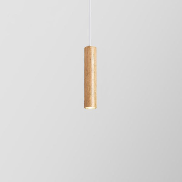 Modern Minimalist Rubberwood Cylinder Spotlight LED Pendant Light For Bedroom - Image 10