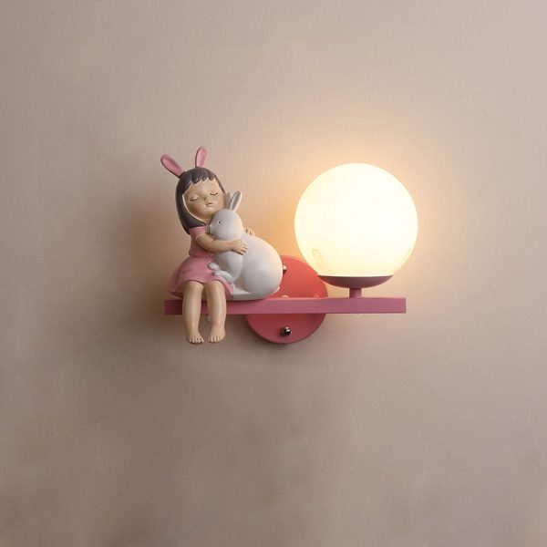 Contemporary Creative Kids Girls Unicorn Orb Resin Iron Glass 1-Light Wall Sconce Lamp For Bedroom - Image 14