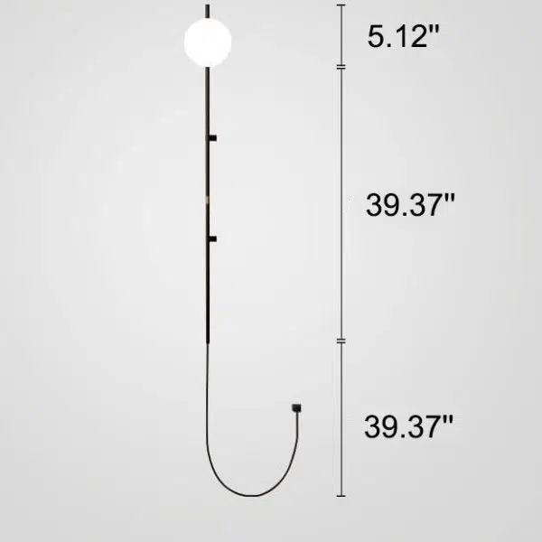 Minimalist Long Pole Glass Globe1-Light Wall Sconce Lamp - Image 3