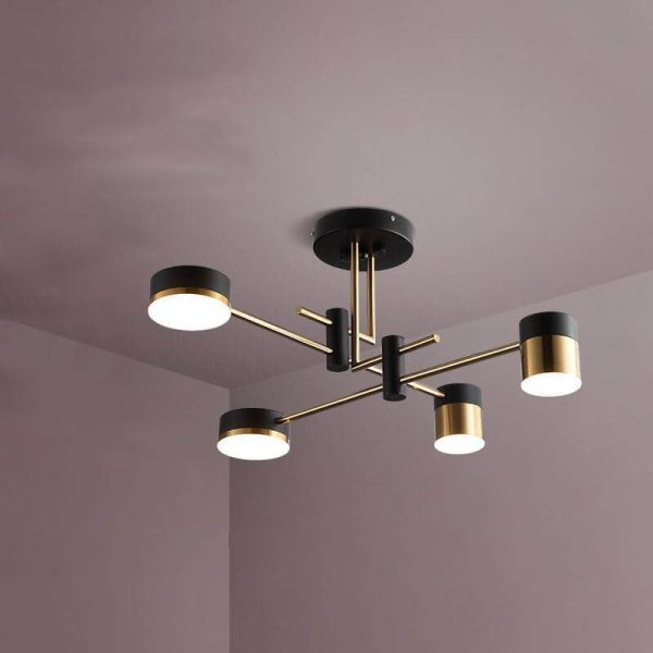 Modern Minimalist Black Gold Balanced 4-8 Light Semi-Flush Mount Light - Image 3
