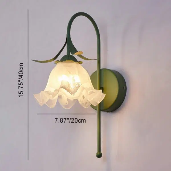 Nordic Vintage Floral Pumpkin Cream Glass 1-Light Wall Sconce Lamp - Image 4