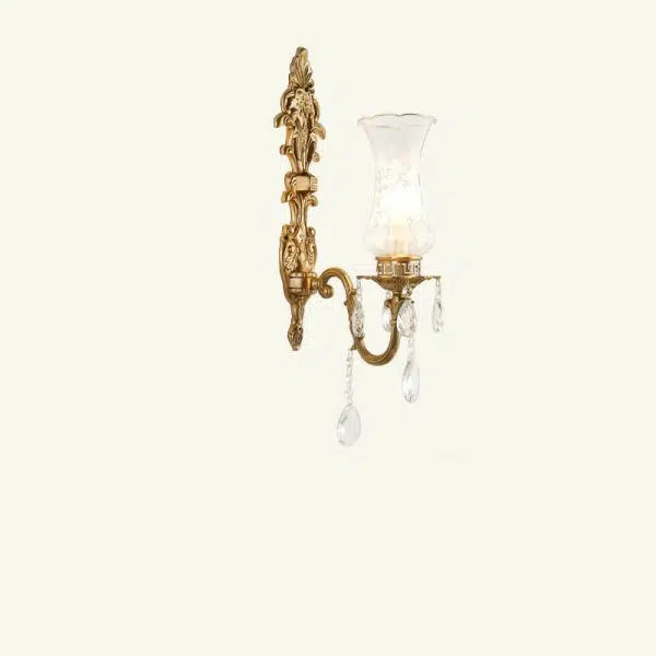 Vintage French Crystal Candelabra Brass 1/2 Light Wall Sconce Lamp - Image 8