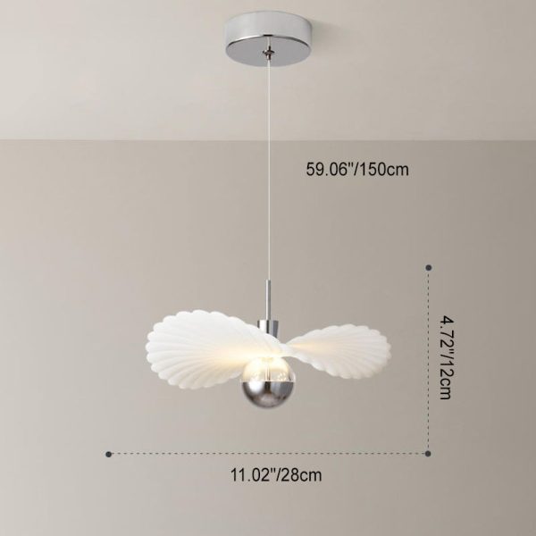 Modern Art Deco Cream Pleated Lotus Leaf Resin Shade LED Pendant Light For Living Room - Image 5