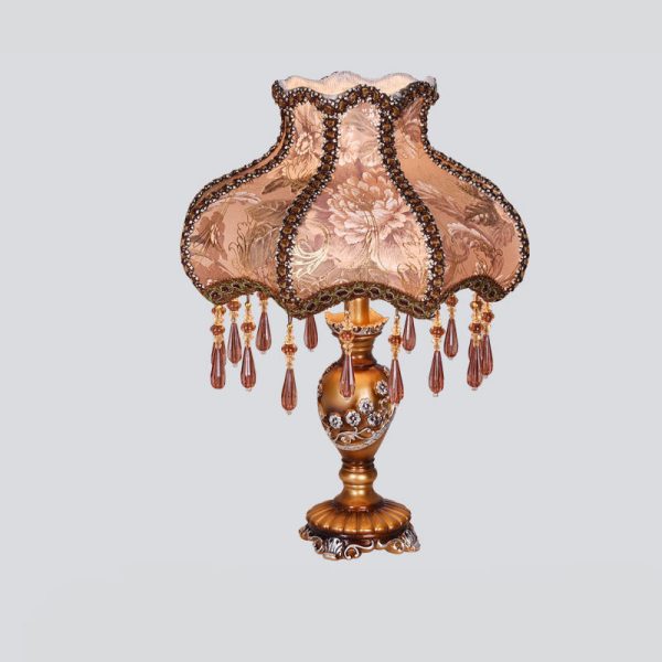 European Luxury  Fabric Lace Resin 1-Light Table Lamp - Image 3