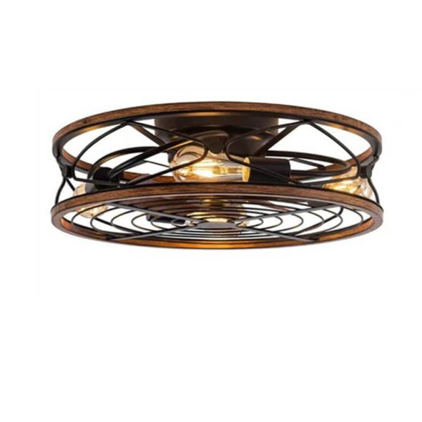 Nordic Industrial Wrought Iron Cylinder 4-Light Flush Mount Ceiling Invisible Fan Light - Image 10
