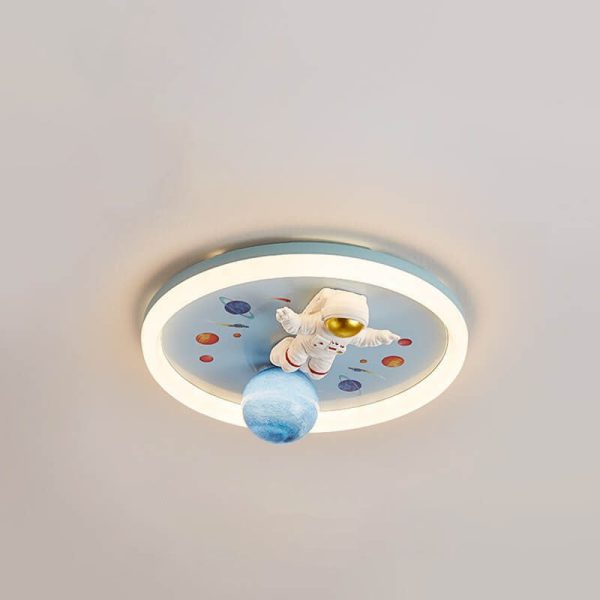 Childlike Cartoon Resin Astronaut Round Acrylic LED Flush Mount Ceiling Light - Image 17