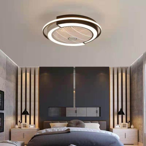 Modern Creative Round LED Semi-Flush Mount Ceiling Fan Light - Image 3