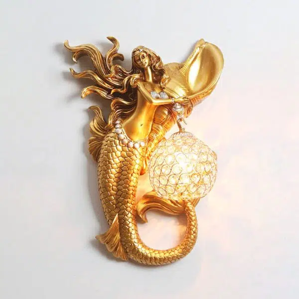 Modern Creative Resin Mermaid Shape Crystal Lampshade 1-Light Wall Sconce Lamp - Image 5