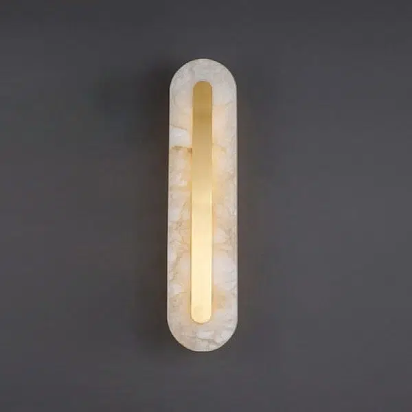 Light Luxury Brass Marble Oval Square LED Wall Sconce Lamp - Image 3