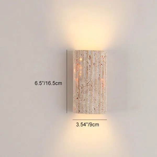 Traditional Japanese Striped Beige Travertine Semicircle LED Waterproof Wall Sconce Lamp For Living Room - Image 4