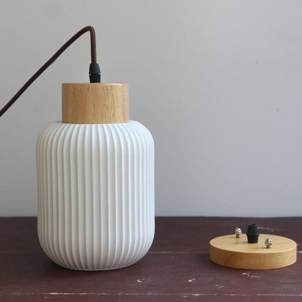 Nordic  White Ceramic Cylindrical Jar 1-Light Japanese Pendant Light - Image 8