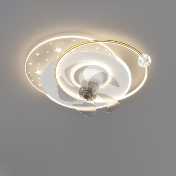 Contemporary Creative Iron Acrylic Round Square LED Semi-Flush Mount Ceiling Fan Light For Bedroom - Image 12