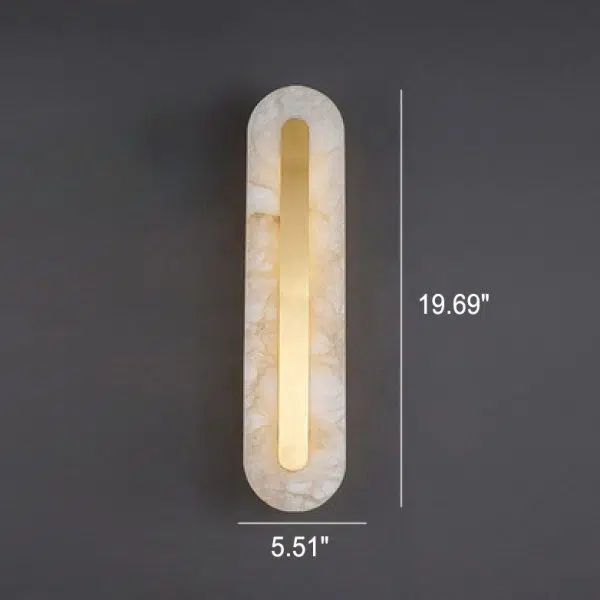Light Luxury Brass Marble Oval Square LED Wall Sconce Lamp - Image 10