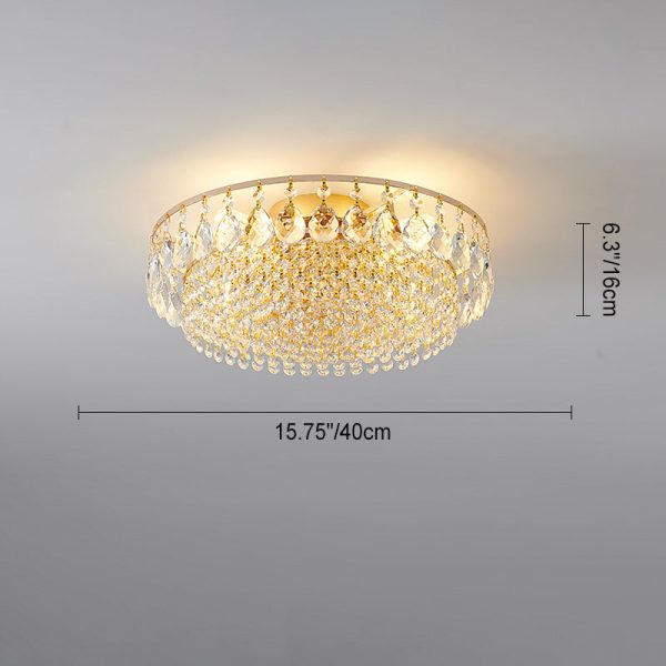 Modern Luxury Circle Iron Crystal 4/6/8/10 Light Flush Mount Ceiling Light For Living Room - Image 4