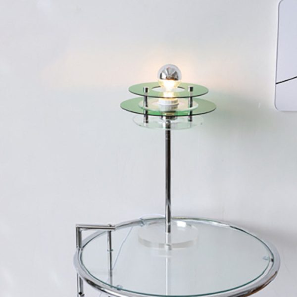 Modern Mid-Century Round Flying Saucer Iron Acrylic 1-Light Table Lamp For Bedroom - Image 10