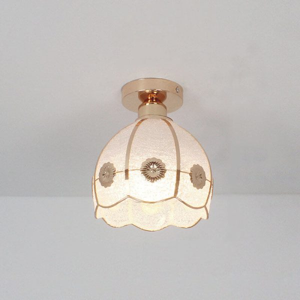 European Light Luxury Glass Gold 1-Light Semi-Flush Mount Ceiling Light - Image 3