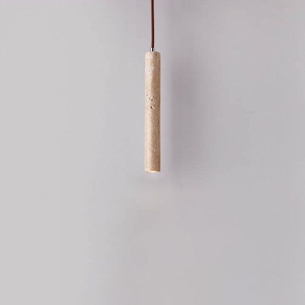 Japanese Wabi Sabi Yellow Travertine Cylinder 1-Light Pendant Light - Image 9