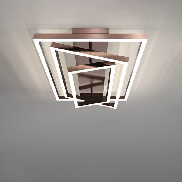 Modern Minimalist Aluminum Finish Multi-layer Rectangular Frame LED Flush Mount Ceiling Light For Living Room - Image 2