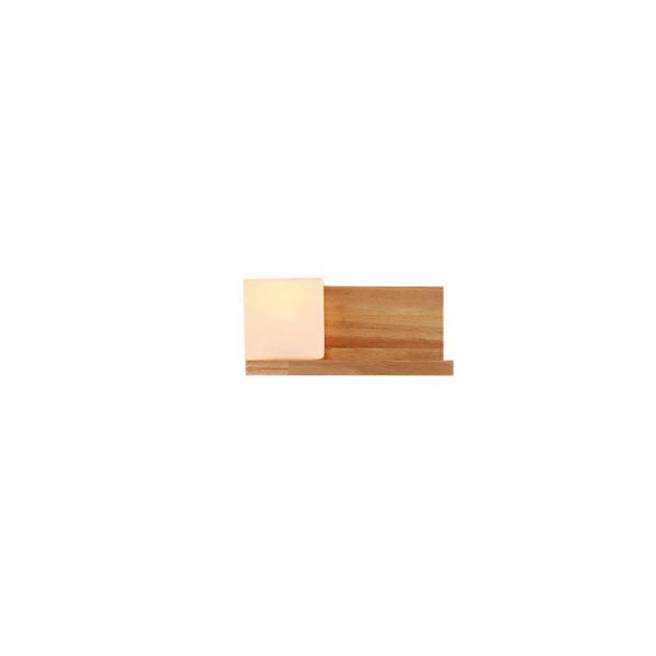 Japanese Minimalist Wood Square Glass 1-Light Wall Sconce Lamp - Image 10