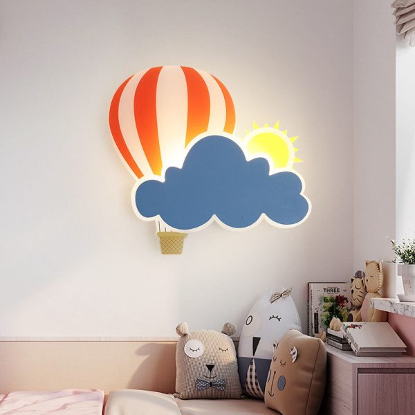 Contemporary Creative Kids Hot Air Balloon Clouds Iron Acrylic LED Wall Sconce Lamp For Bedroom - Image 13