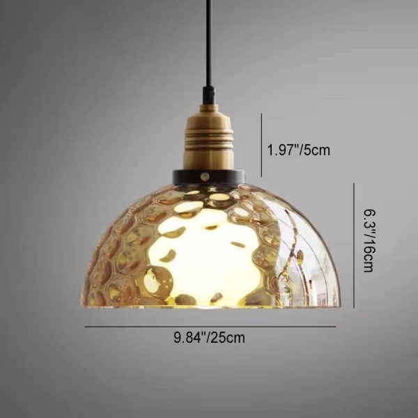 Nordic Vintage Amber Water Pattern Glass Dome 1-Light Pendant Light - Image 12