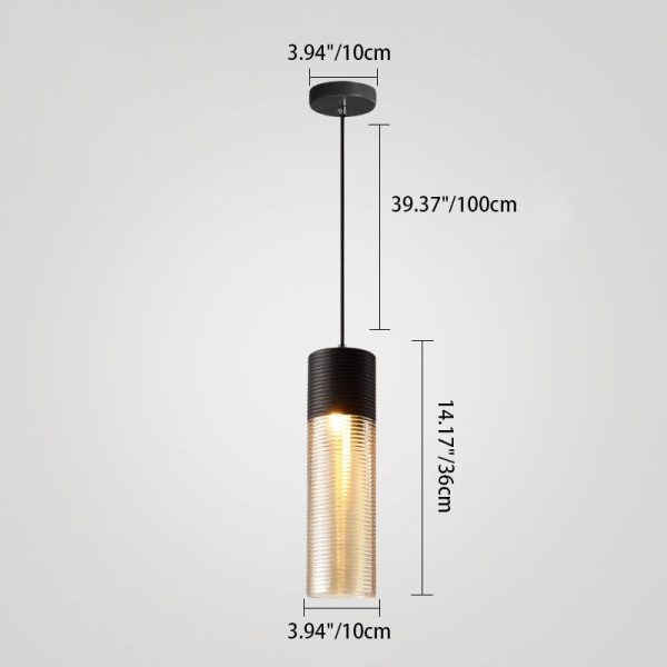 Contemporary Scandinavian Cylinder Oval Iron Glass 1-Light Pendant Light For Living Room - Image 7