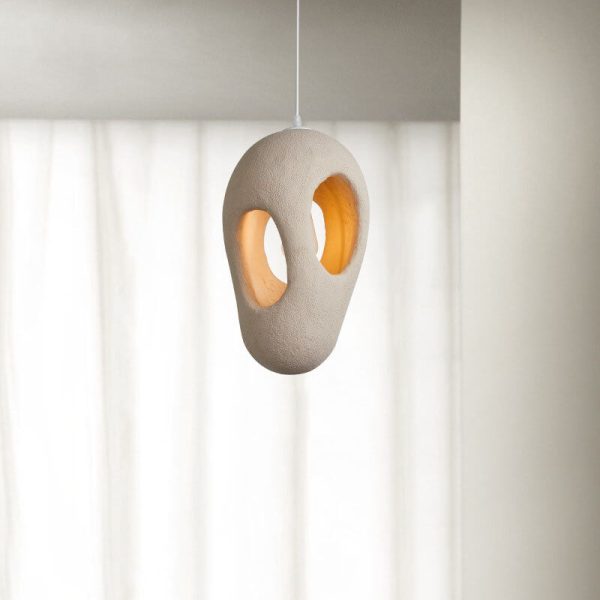 Japanese Wabi-sabi Resin Geometric Circle 1-Light Pendant Light - Image 4